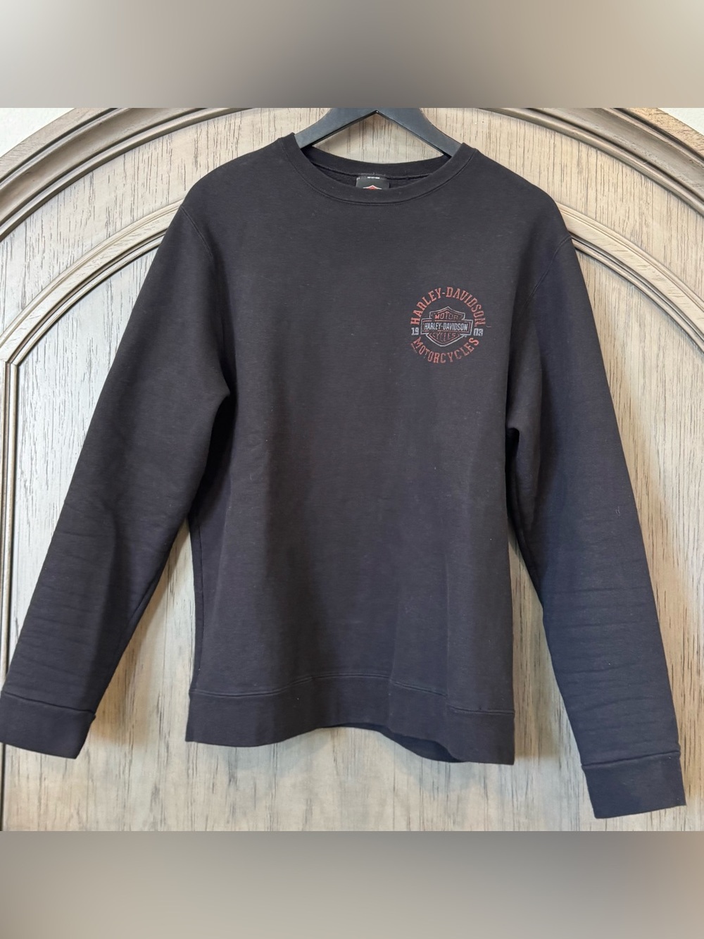 Harley-Davidson Black Crewneck with Subtle Orange Logo